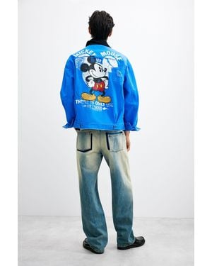 Desigual Printed Mickey Jacket, Cotton - Blue