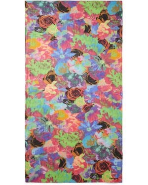 Desigual Rectangular Crinkled Floral Foulard, Cotton - Gray