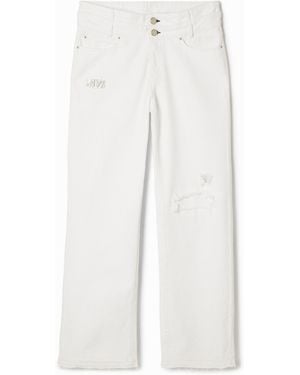 Desigual Long Denim Trousers, Cotton - White