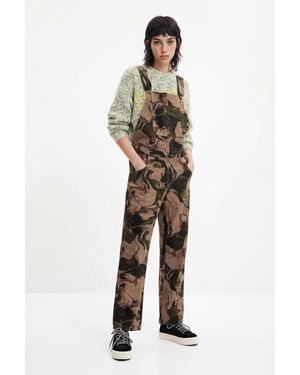 Desigual Psychedelic Camouflage Dungarees, Cotton - Brown