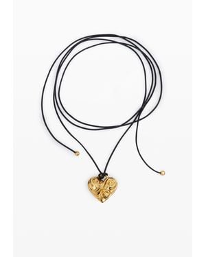 Desigual Zalio-Plated Heart Pendant With Cord - Metallic