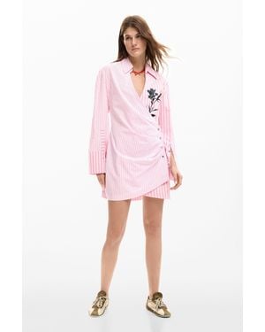 Desigual Poplin Shirt Dress - Pink