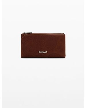 Desigual Cartera Grande Bordada - Marrón