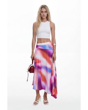 Desigual Asymmetric Long Gradient Skirt, Polyester - Pink