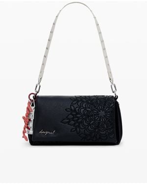 Desigual Medium Faux Leather Embroidered Crossbody Bag - White