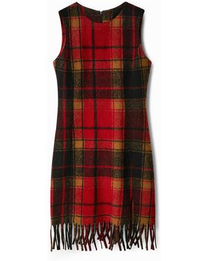 Desigual Short Slim Tartan Dress - Red