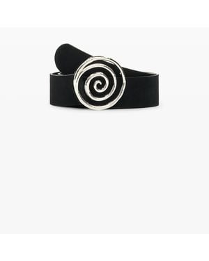 Desigual Cinturón Piel Hebilla Geométrica, Cow Leather, Negro