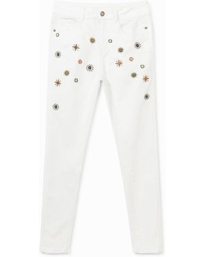Desigual Pantalón Vaquero Skinny Tobillero - Blanco