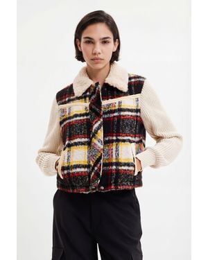 Desigual Fleece Trucker Jacket - White