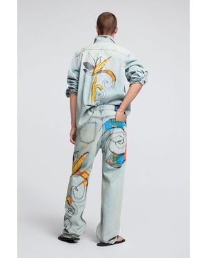 Desigual Printed Jeans, Cotton - Blue