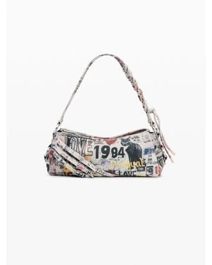 Desigual Small Printed Bag, Cotton - White