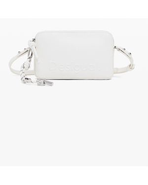 Desigual Medium Crossbody Wallet With Logo, Polyurethane - White