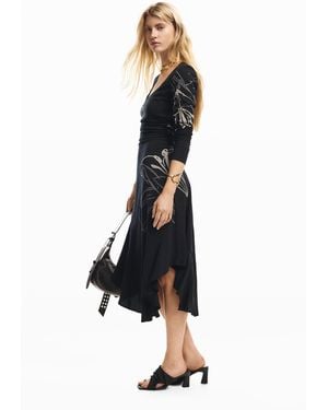 Desigual Midi Floral Dress, Viscose - Black