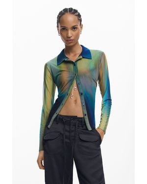 Desigual Long Sleeve Knit T-Shirt - Blue