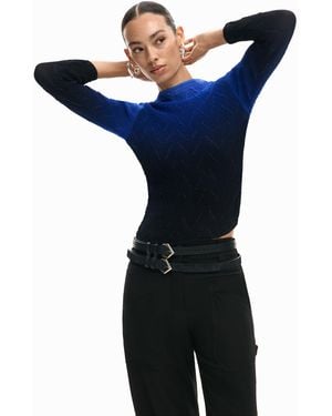 Desigual Blouse Gradient Texture, Polyester - Blue