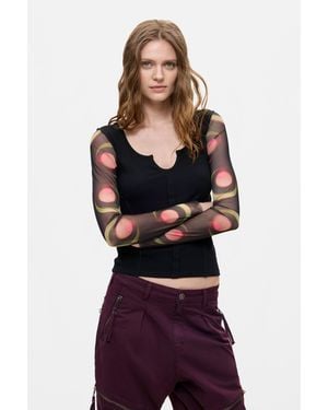 Desigual Printed Long-Sleeve T-Shirt - Black