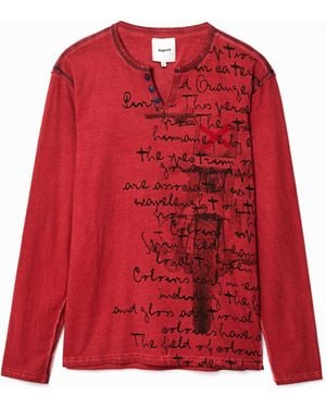 Desigual Long Sleeve T-Shirt 100% Cotton - Red