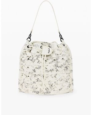 Desigual Medium Backpack With Lettering, Polyurethane - White