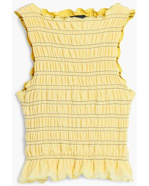 Desigual Ruched Striped T-Shirt, Polyester - Yellow