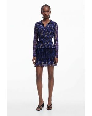 Desigual Dress Designed By Mr. Christian Lacroix, Polyester - Blue