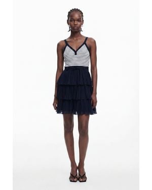 Desigual Dress With Pleated Skirt - Blue