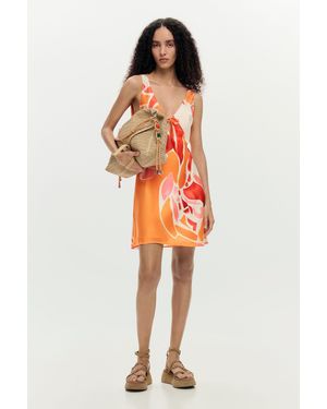 Desigual Strappy Petal Dress, Polyester - Orange