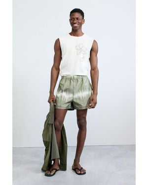 Desigual Verlaufs-Boxerbadehose, Herren, Polyester, Grün - Weiß