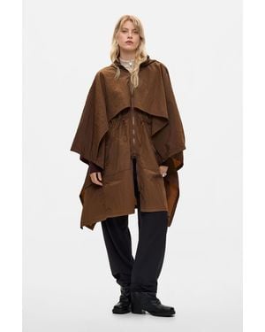 Desigual Waterproof Poncho, Polyamide - Brown