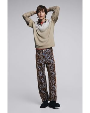 Desigual Straight Textured Trousers - Brown