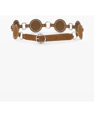 Desigual Articulated Leather Belt, Cow Split Leather - Brown