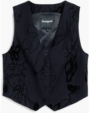 Desigual Tailor Flocked Vest - Blue