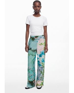 Desigual Floral Print Trousers - Green