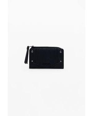 Desigual Monedero Efecto Piel Bordado Mediano - Negro