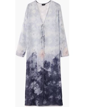 Desigual V-Neck Blouse With Ruffles, Polyester - Grey