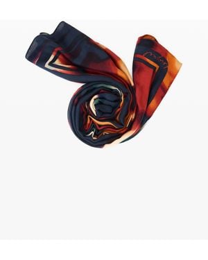 Desigual Rectangular Floral Foulard, Viscose - Blue