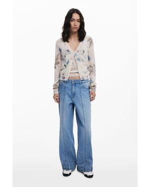 Desigual Straight Jeans With Inverted Effect - Blue