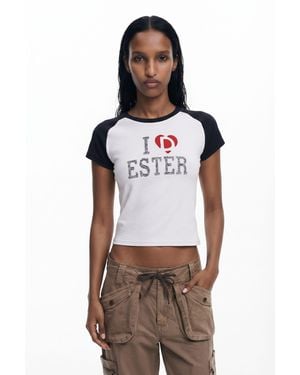 Desigual T-Shirt "I Love Ester" Cotton - White