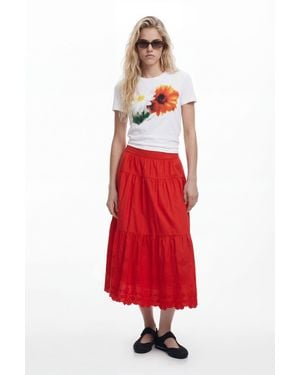 Desigual Long Embroidered Skirt, Cotton