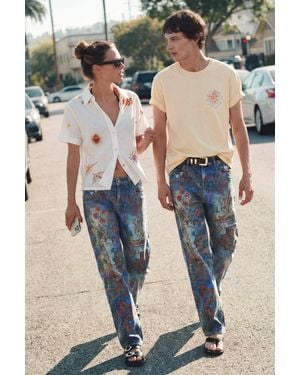Desigual Printed Jeans, Cotton - Blue