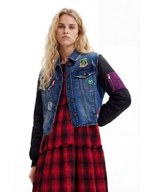 Desigual Hybrid Denim Bomber Jacket - Blue