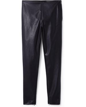 Desigual Leather-Effect Leggings, Outlet, Polyurethane - Blue