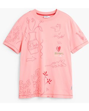 Desigual Printed T-Shirt 100% Cotton, Cotton - Pink
