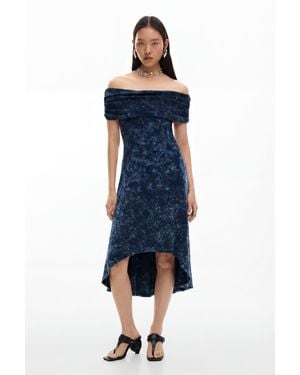 Desigual Asymmetric Tie-Dye Dress, Cotton - Blue