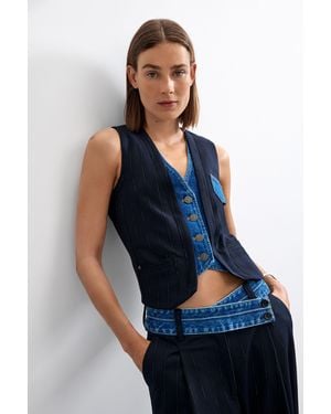 Desigual Doppelreversweste, Blau