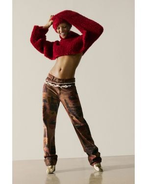 Desigual Pantalón Vaquero Estampado - Rojo