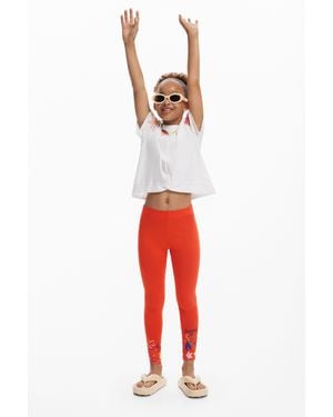Desigual Floral Leggings - Red