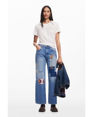 Desigual Patchwork Jeans, Cotton - Blue