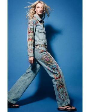 Desigual Printed Balloon Jeans, Cotton - Blue
