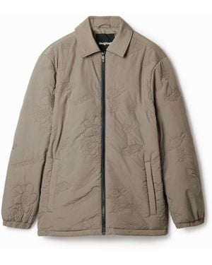 Desigual Embroidered Padded Jacket, Polyamide - Natural