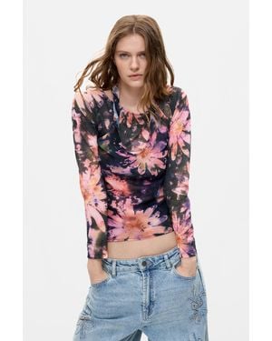 Desigual Printed Long-Sleeve Blouse - Red
